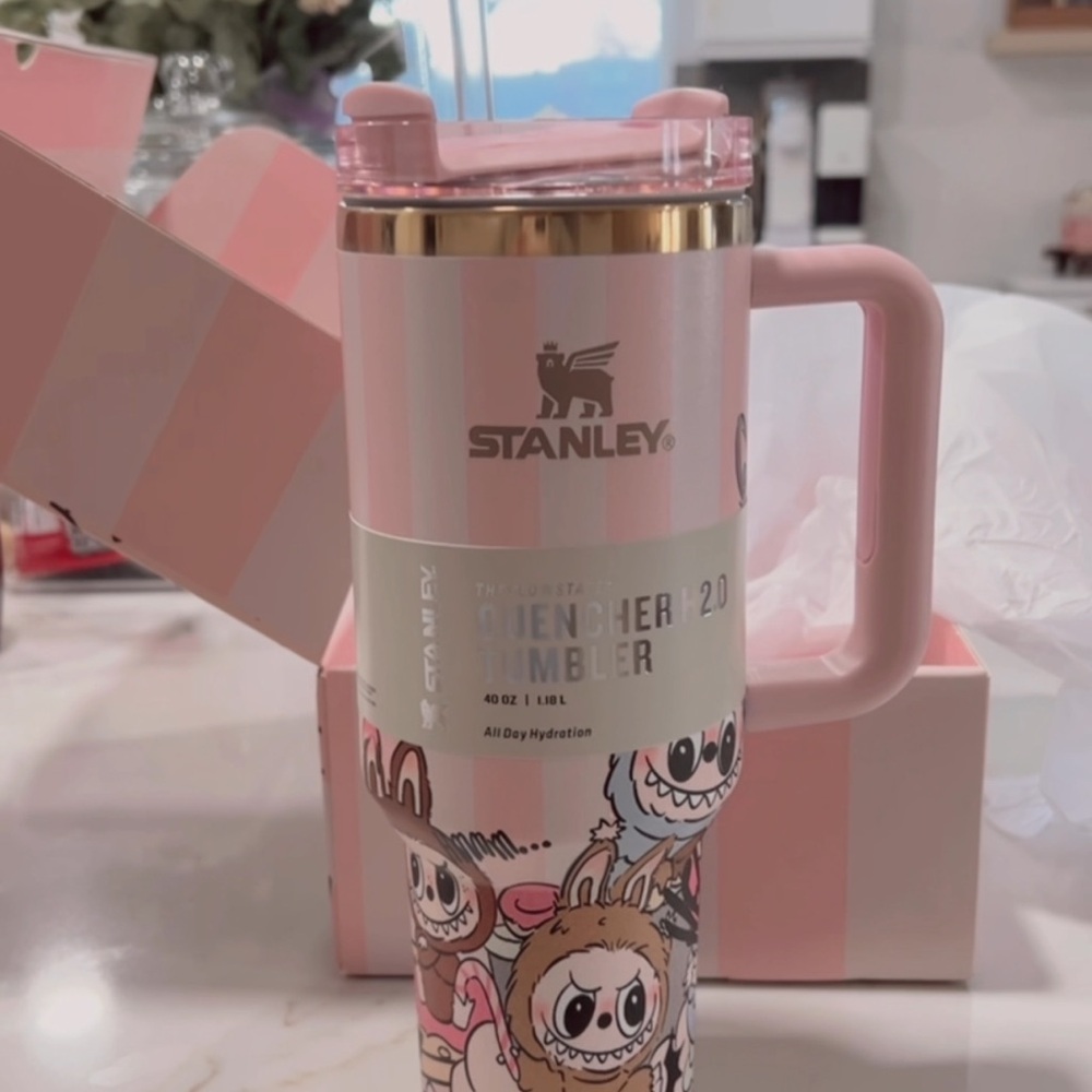 Stanley Pink and Gold Labubu Tumbler